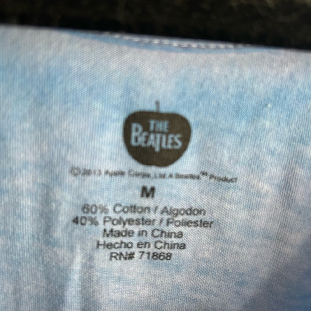 The Beatles Light Blue Logo Tee with Black Apple Mark - Picture 3 of 3